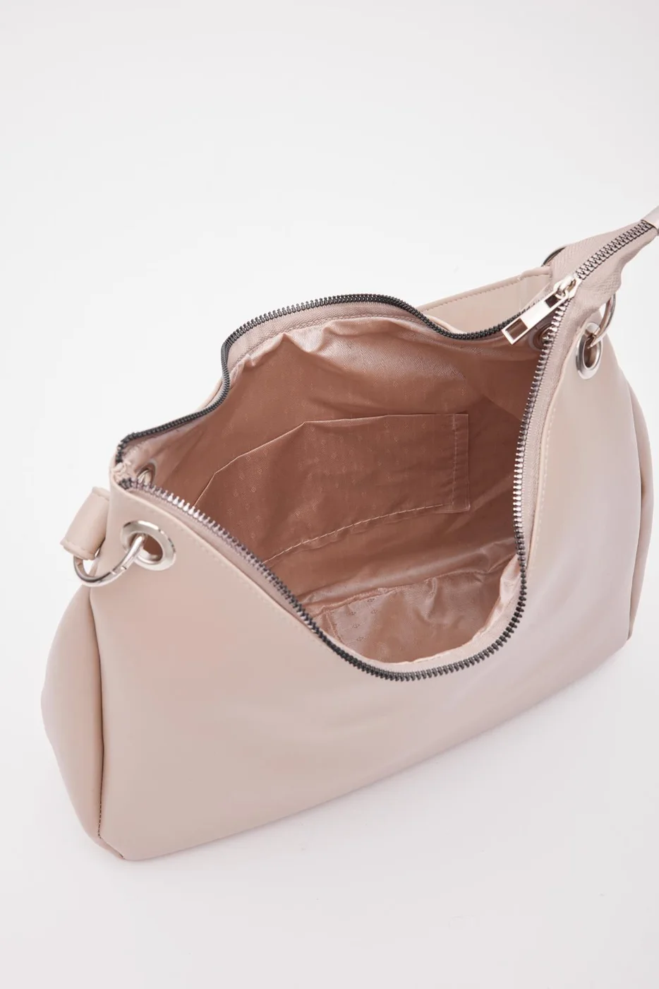 faux leather shoulder bag in beige