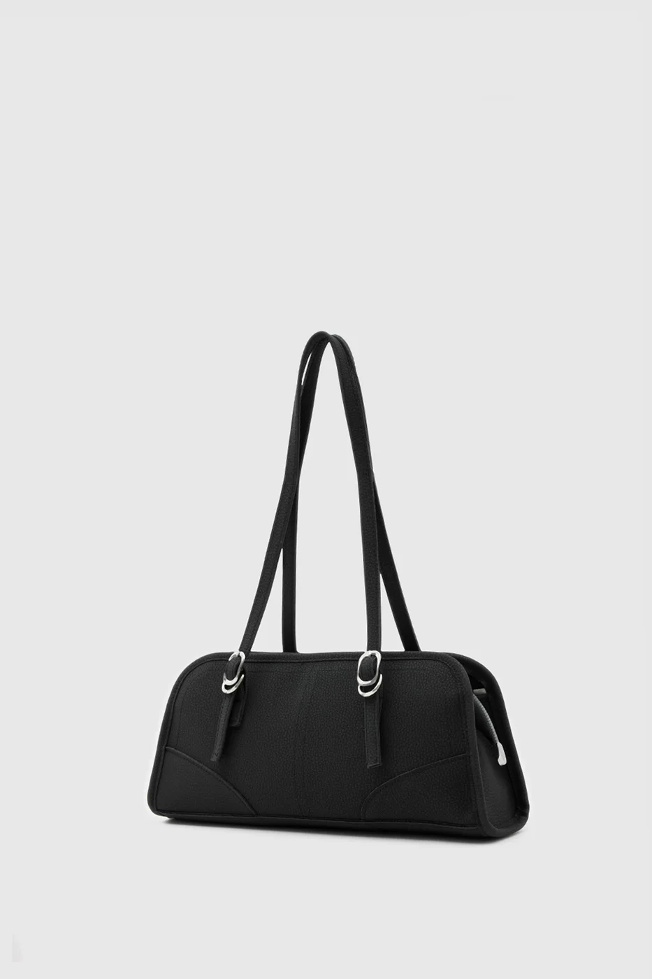 faux suede baguette bag in black