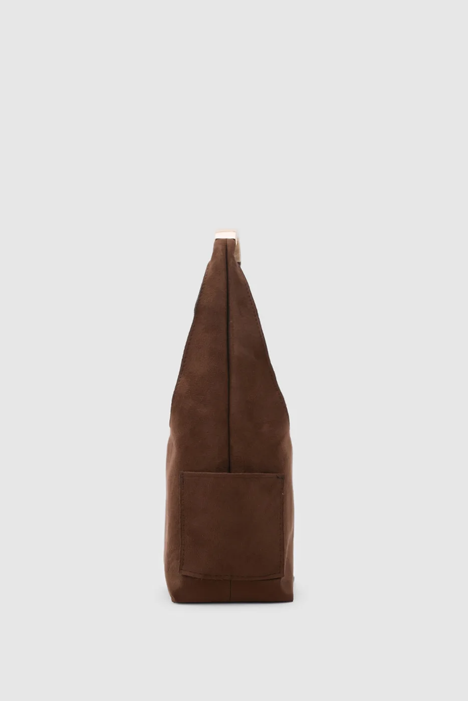 faux suede shoulder bag in dark brown