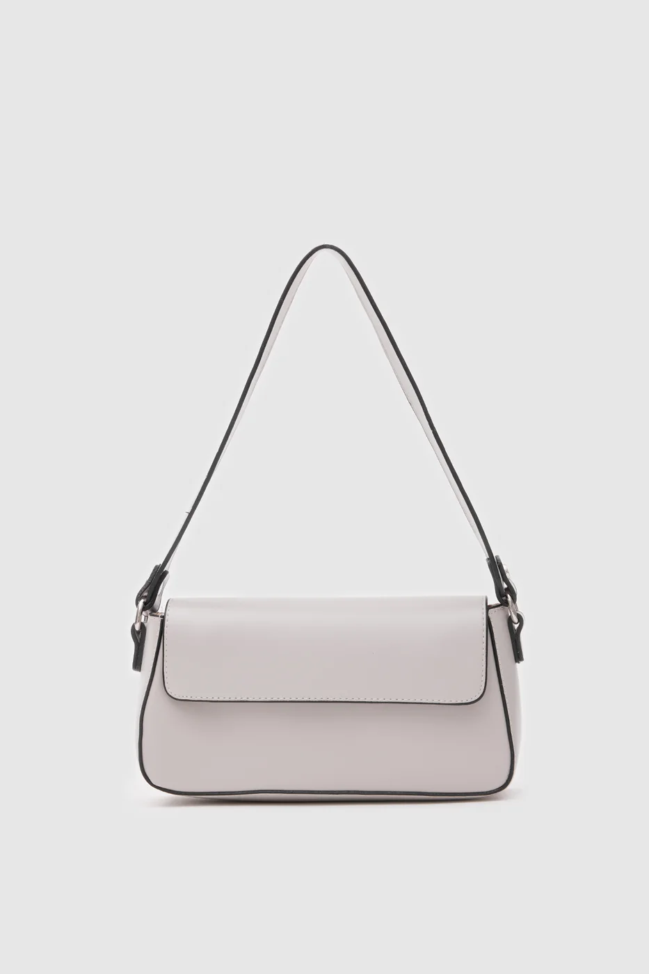 Faux Leather Baguette Bag in gray
