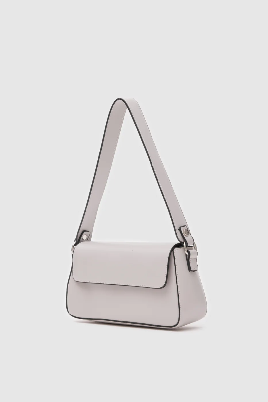 Faux Leather Baguette Bag in gray