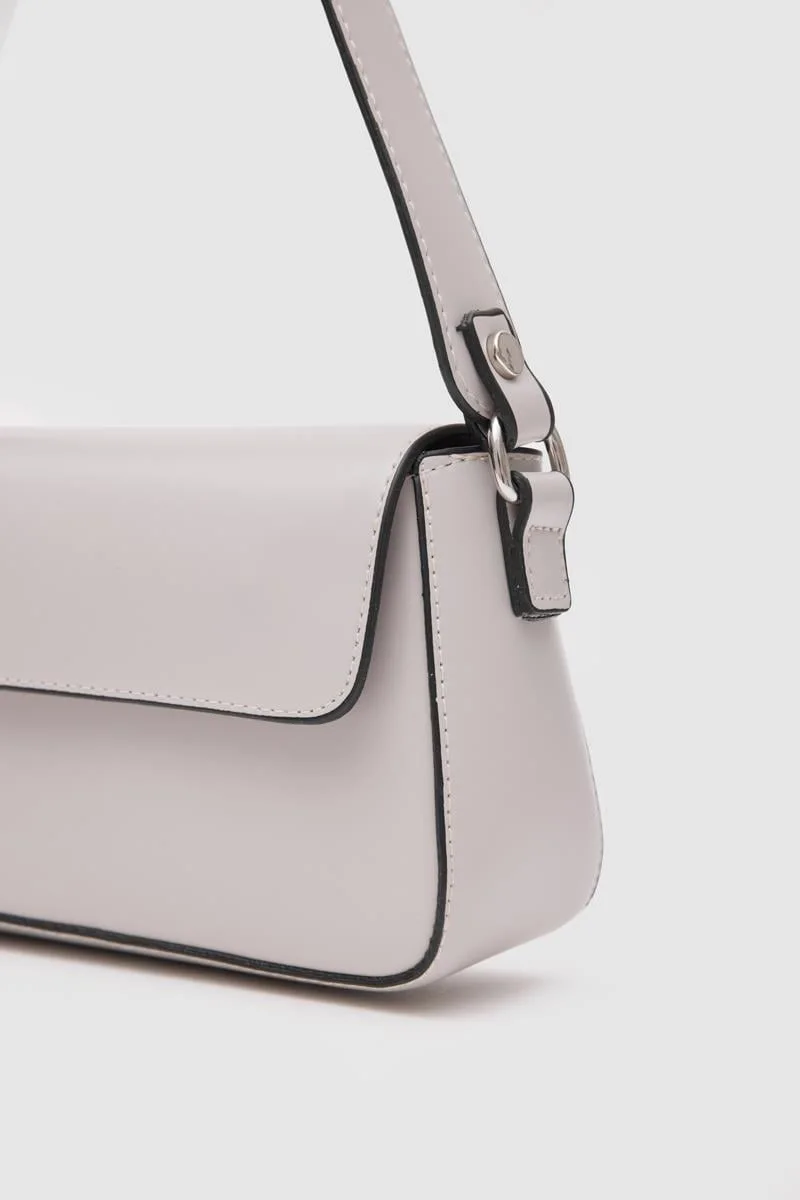 Faux Leather Baguette Bag in gray