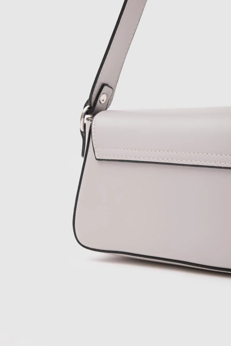 Faux Leather Baguette Bag in gray