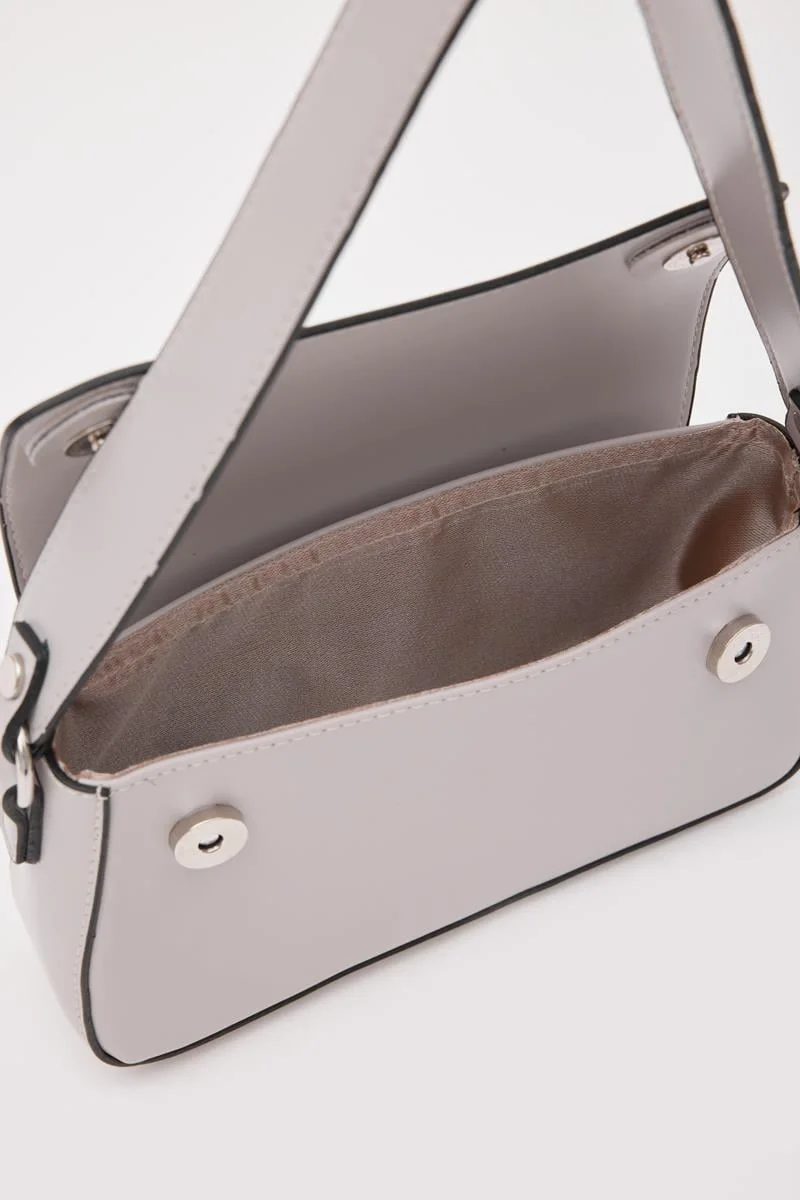 Faux Leather Baguette Bag in gray