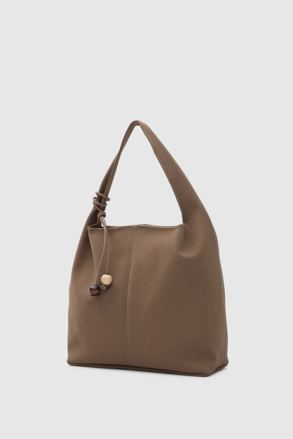 faux suede shoulder bag faux suede shoulder bag in taupe