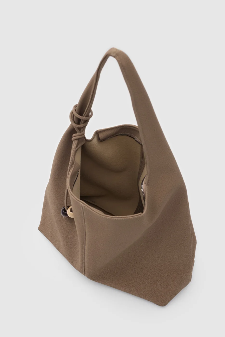 faux suede shoulder bag faux suede shoulder bag in taupe