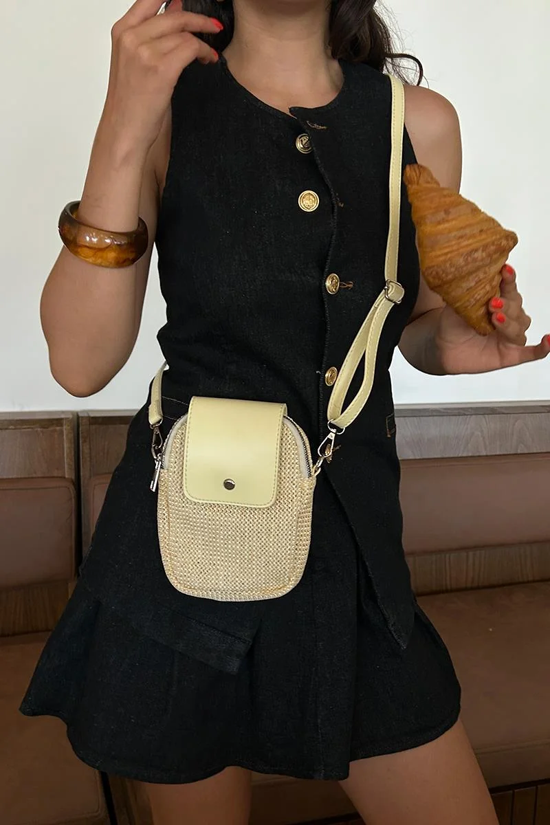 Woven Crossbody Bag for Women Woven Crossbody Bag for Women in yellow