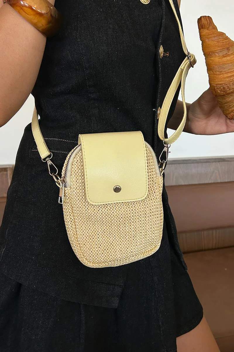 Woven Crossbody Bag for Women Woven Crossbody Bag for Women in yellow