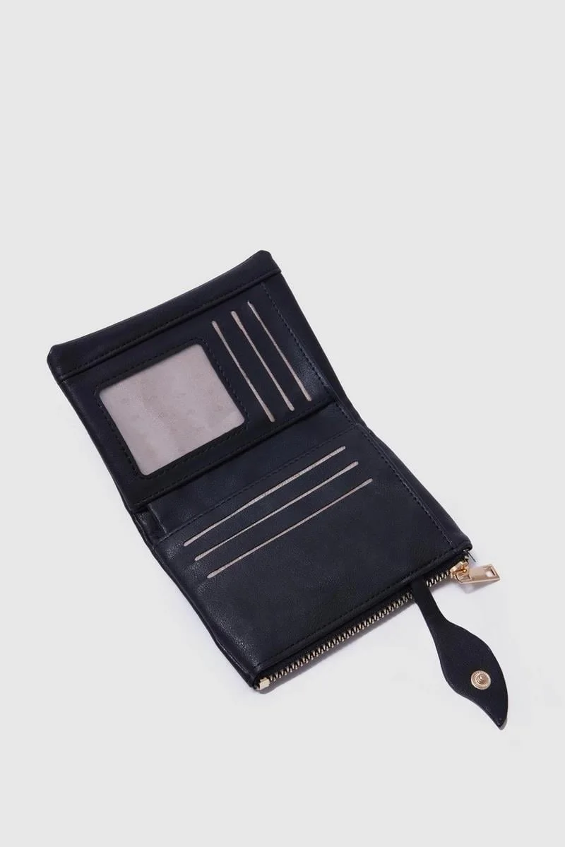 Faux leather wallet for women in black