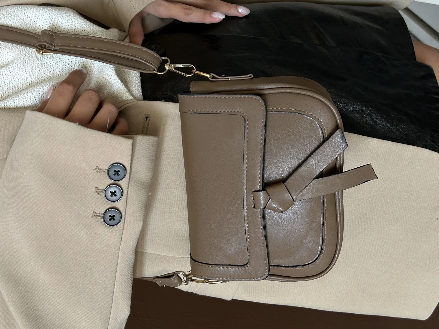 crossbody bag stylish design in taupe
