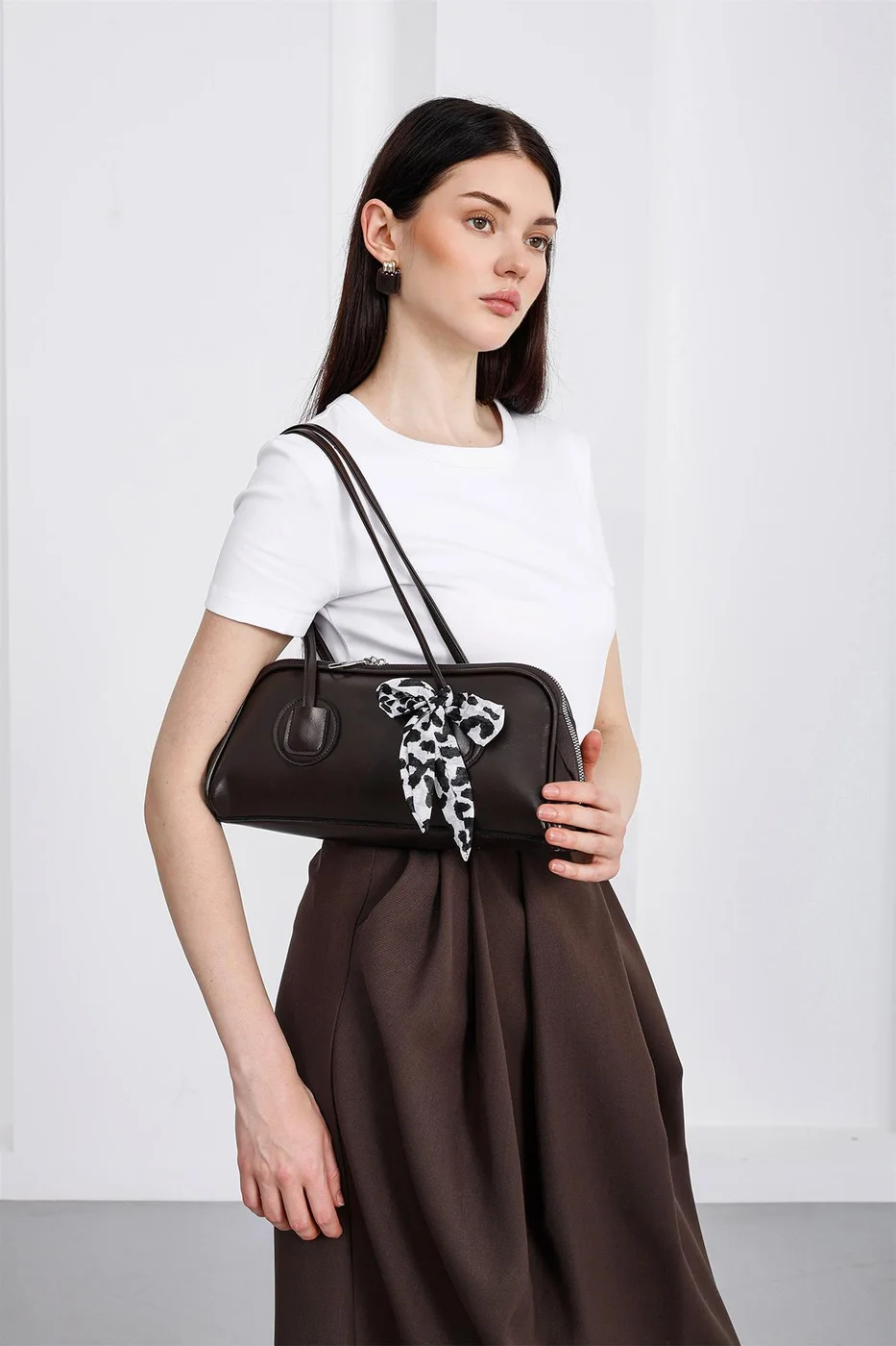 Vita Faux Leather Baguette Bag Vita Faux Leather Baguette Bag in dark brown