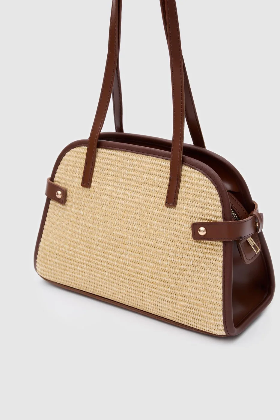 straw shoulder bag straw shoulder bag in hazelnut