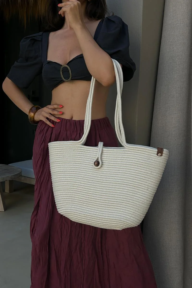 straw shoulder bag straw shoulder bag in cream