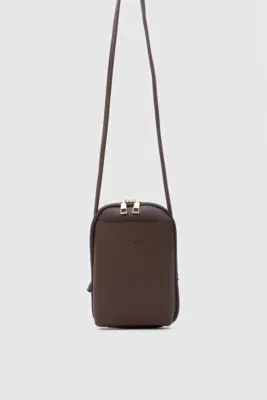 Faux leather crossbody bag for women in brown
