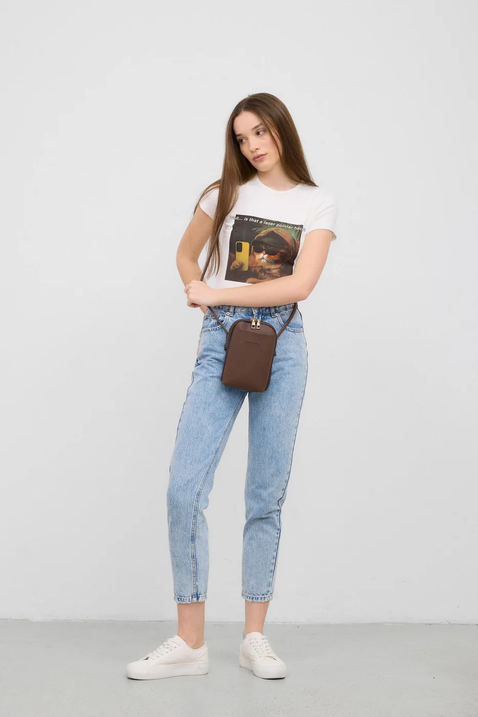 Faux leather crossbody bag for women in brown