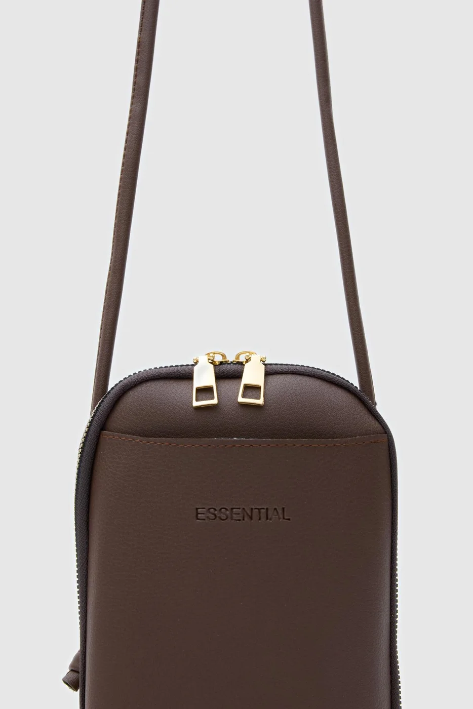 Faux leather crossbody bag for women in brown