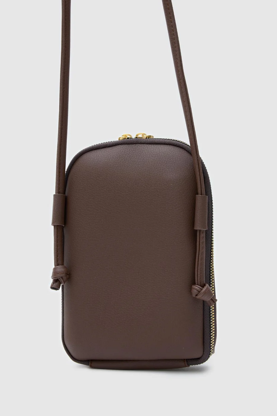 Faux leather crossbody bag for women in brown