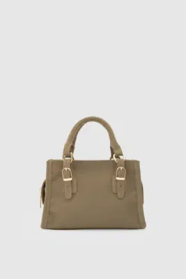 faux leather crossbody bag in taupe