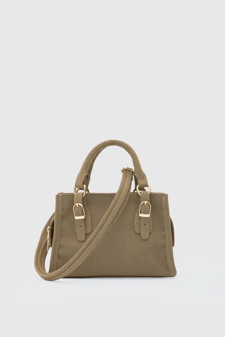 faux leather crossbody bag in taupe