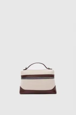 faux leather crossbody bag in cream-tan