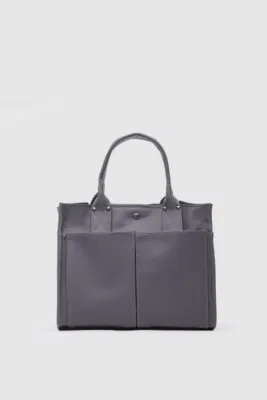 faux leather shoulder bag in charcoal