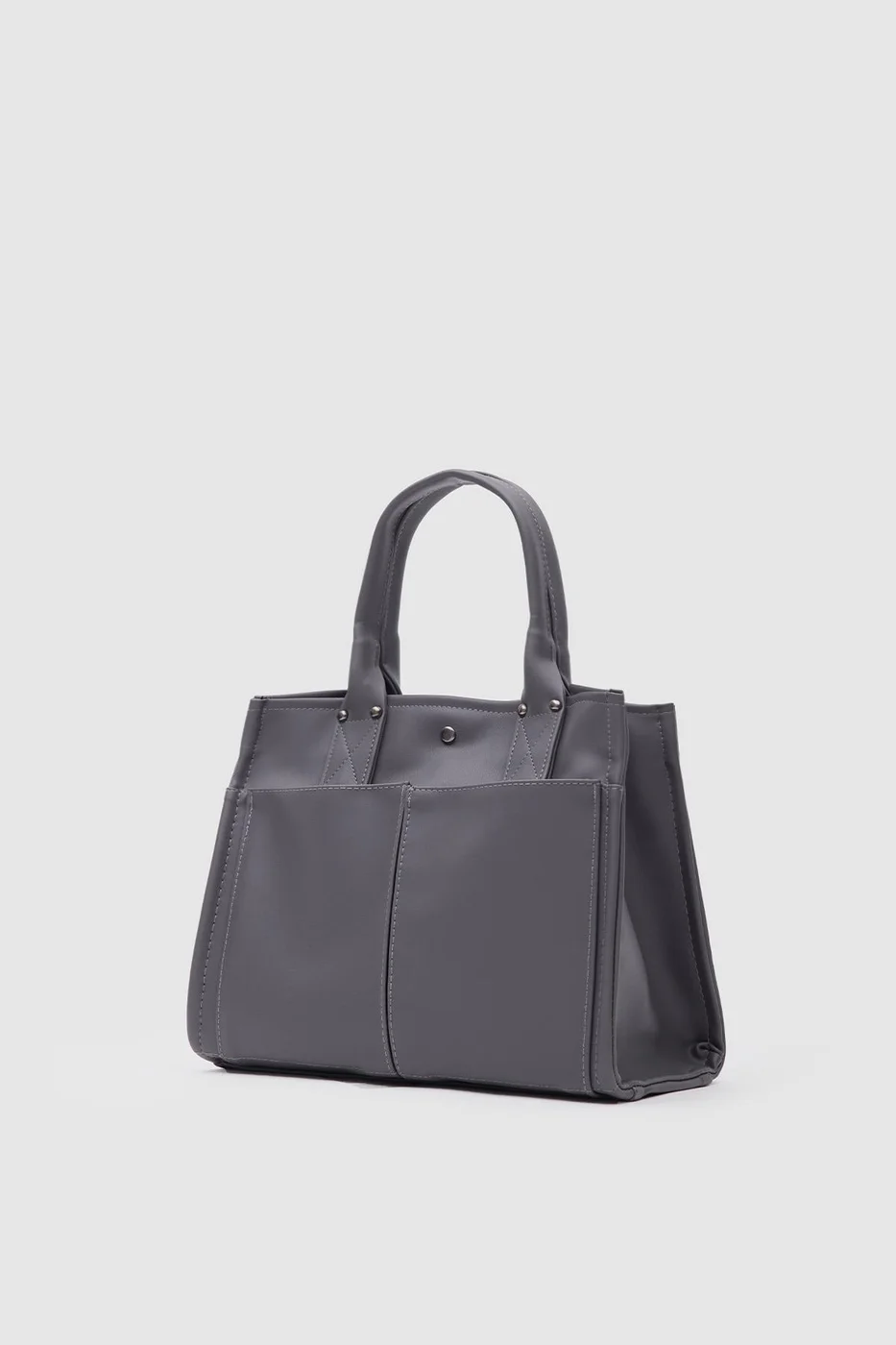 faux leather shoulder bag in charcoal