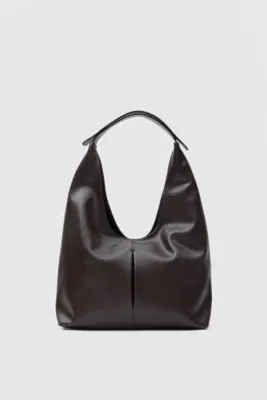 Faux leather shoulder bag in dark brown