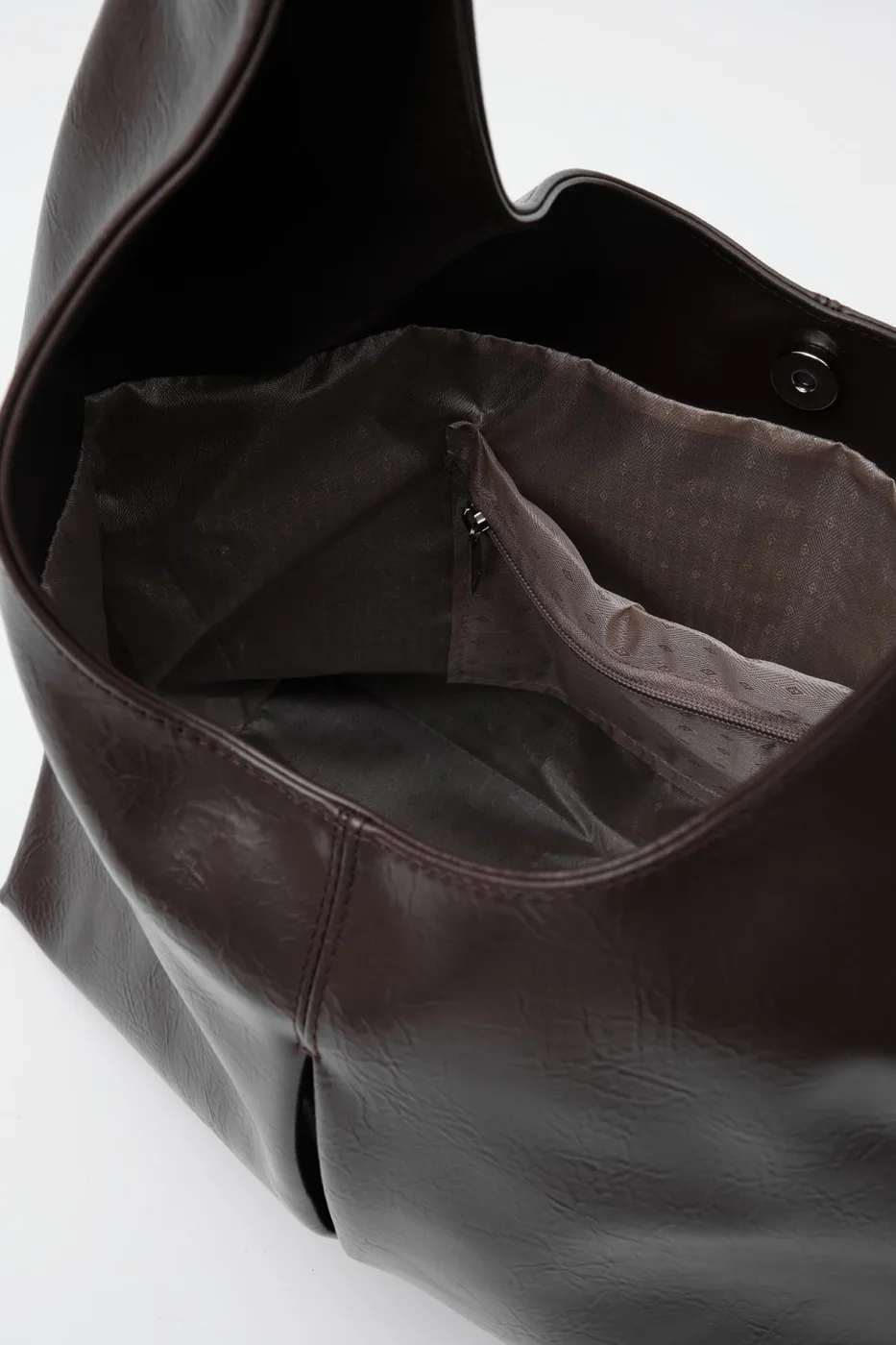 Faux leather shoulder bag Faux leather shoulder bag in dark brown